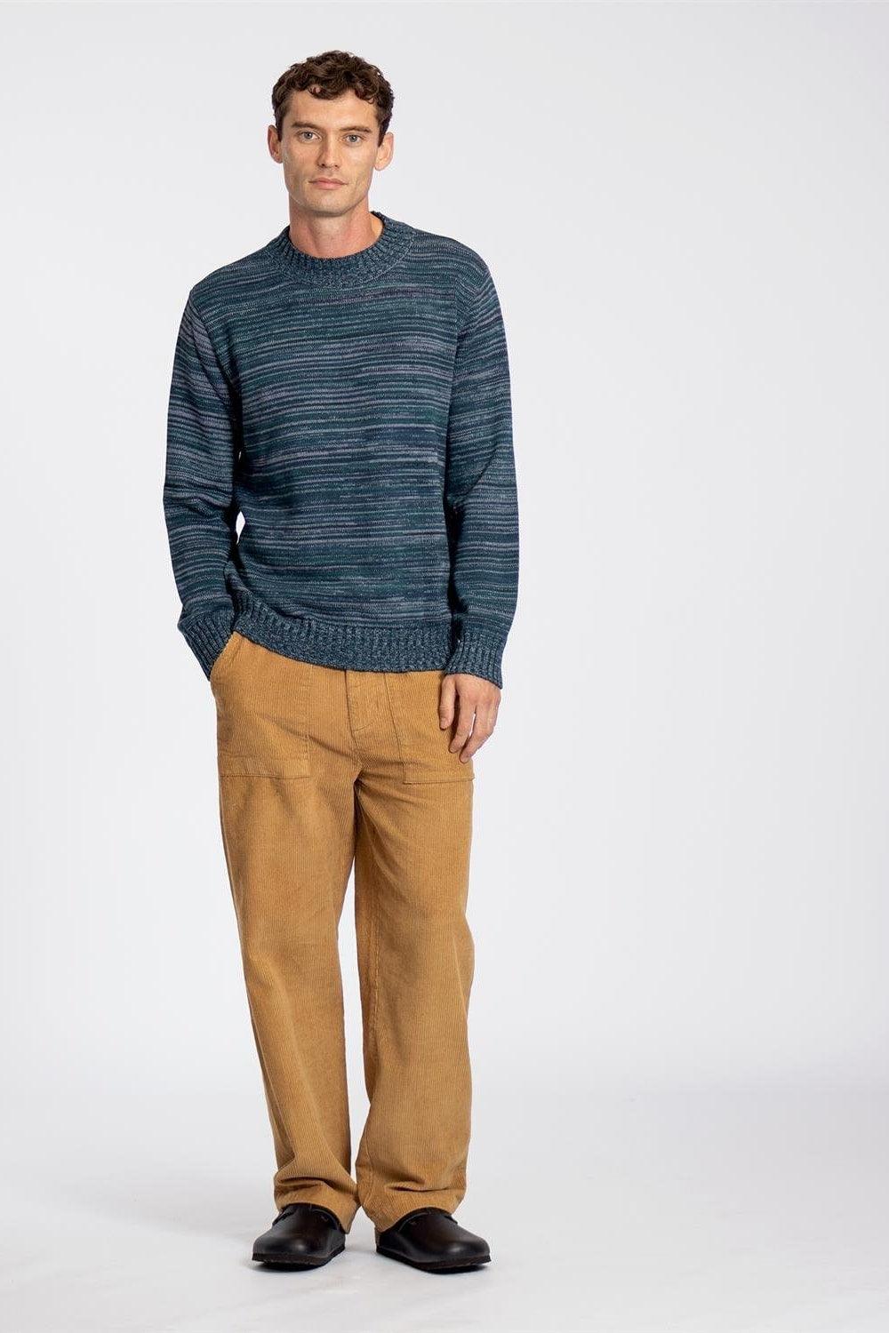 Peraluna-Far Afield Dieter Knit Bisiklet Yaka Standart Kesim %100 Organik Pamuk Melanj Erkek Triko Kazak-Kazak & Triko-1-Milagron.com