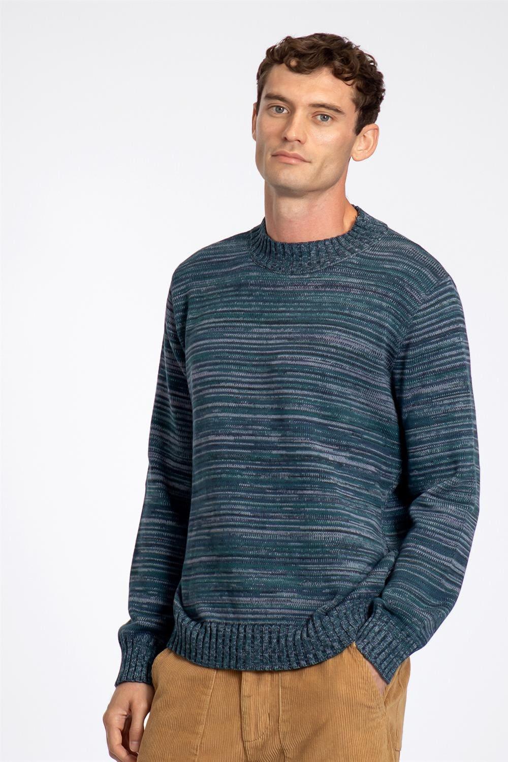 Peraluna-Far Afield Dieter Knit Bisiklet Yaka Standart Kesim %100 Organik Pamuk Melanj Erkek Triko Kazak-Kazak & Triko-2-Milagron.com