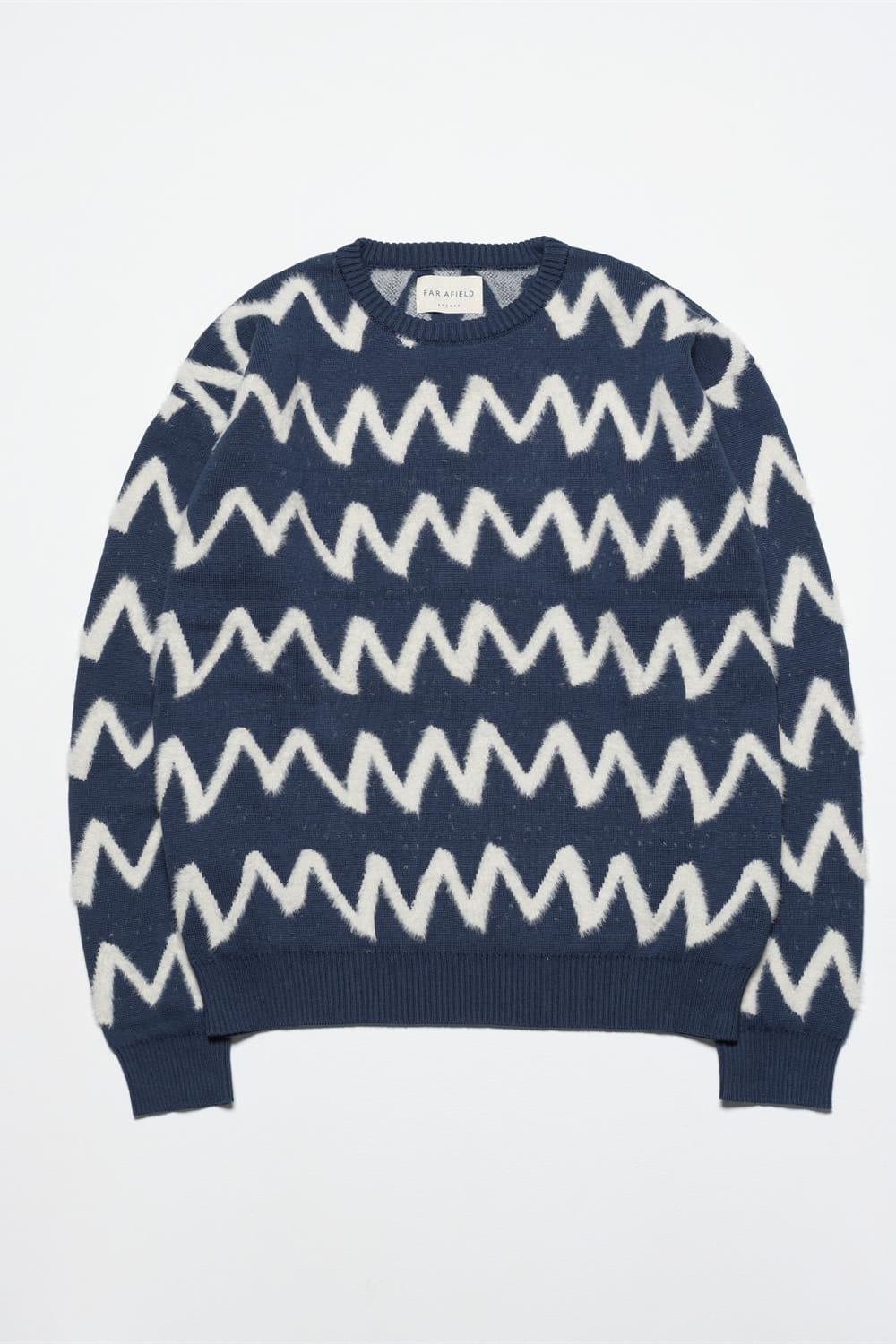 Peraluna-Far Afield Drop Shoulder Knit Zig Bisiklet Yaka Standart Kesim Zigzag Desen Erkek Triko Kazak-Kazak & Triko-5-Milagron.com