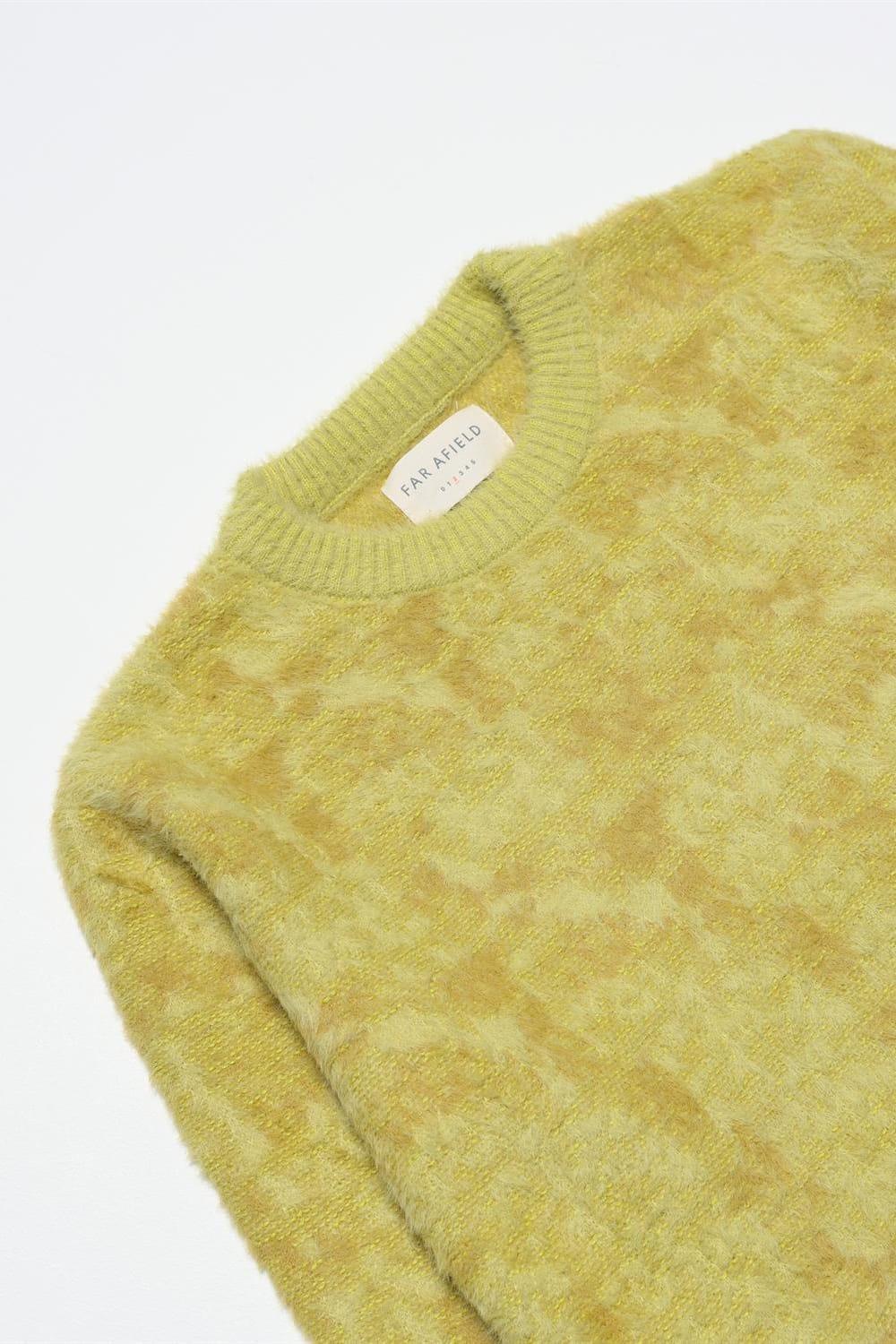 Peraluna-Far Afield Eclipse Knit Fully Tie Die Bisiklet Yaka Standart Kesim Batik Desen Tüylü Erkek Triko Kazak Kobalt-Kazak & Triko-3-Milagron.com