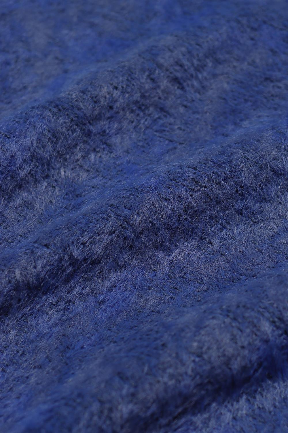 Peraluna-Far Afield Eclipse Knit Fully Tie Die Bisiklet Yaka Standart Kesim Batik Desen Tüylü Erkek Triko Kazak Kobalt-Kazak & Triko-9-Milagron.com