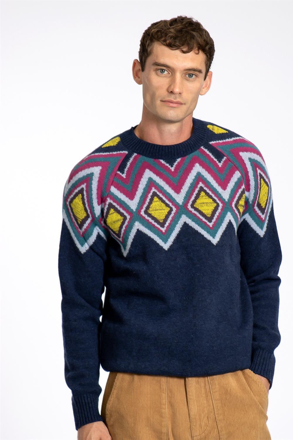 Peraluna-Far Afield Miyuki Knit Bisiklet Yaka Reglan Kol Erkek Triko Kazak-Kazak & Triko-2-Milagron.com