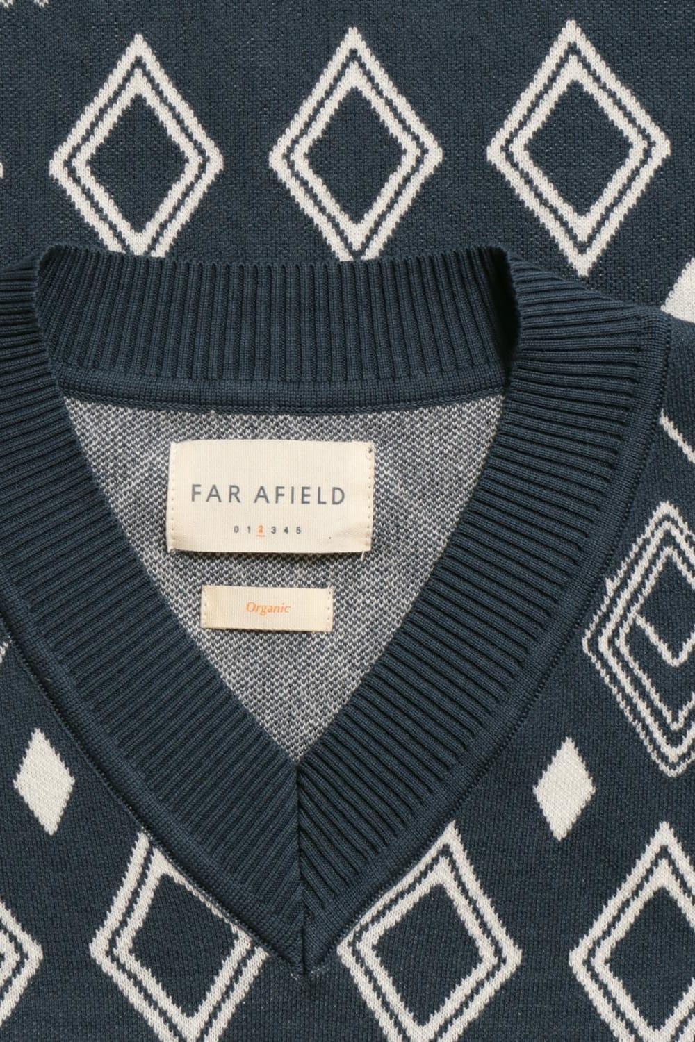 Peraluna-Far Afield Pinto Knitted Vest Diamonds V Yaka Baklava Desen %100 Organik Pamuk Erkek Triko Süveter-Kazak & Triko-3-Milagron.com