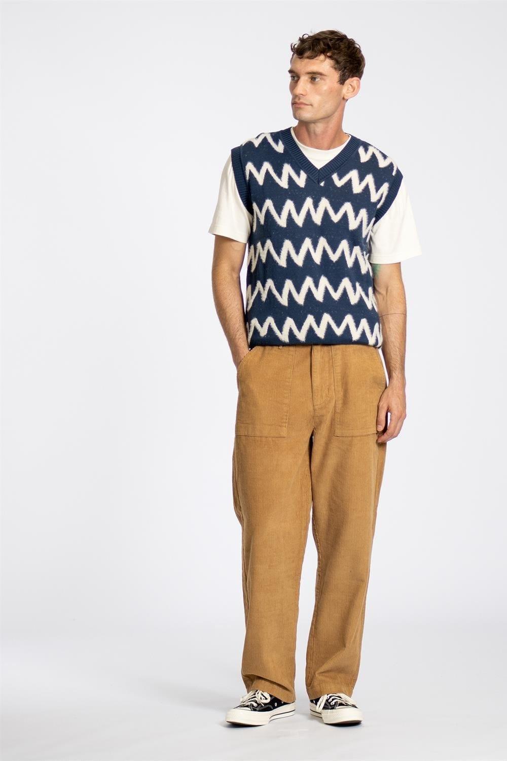 Peraluna-Far Afield Pinto Vest Knit Zig V Yaka Zigzag Desen Erkek Triko Süveter-Kazak & Triko-2-Milagron.com