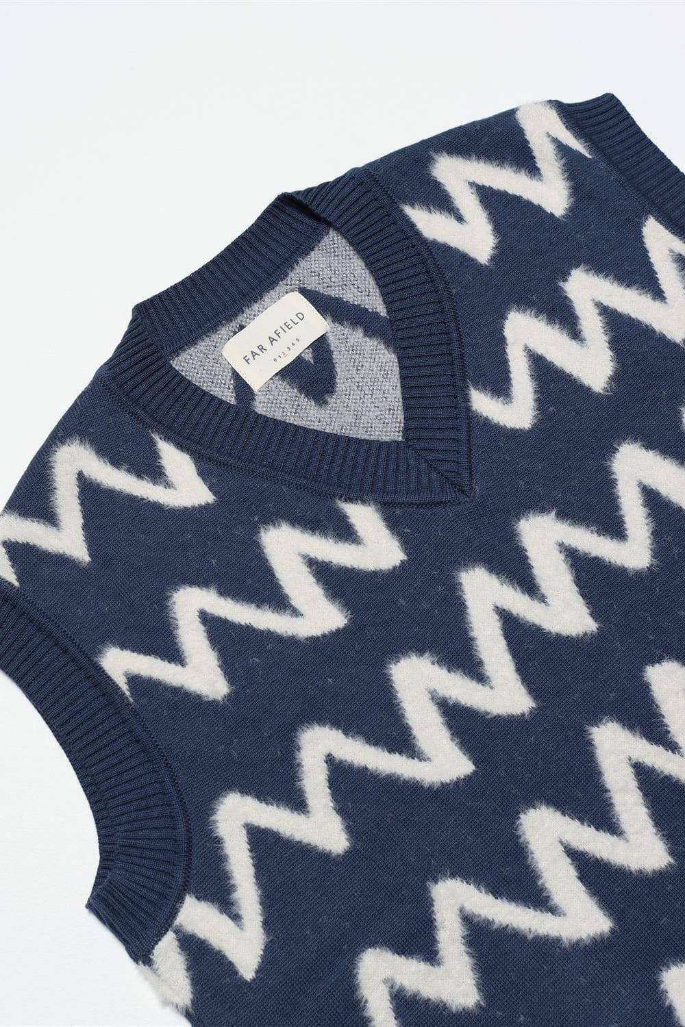 Peraluna-Far Afield Pinto Vest Knit Zig V Yaka Zigzag Desen Erkek Triko Süveter-Kazak & Triko-3-Milagron.com