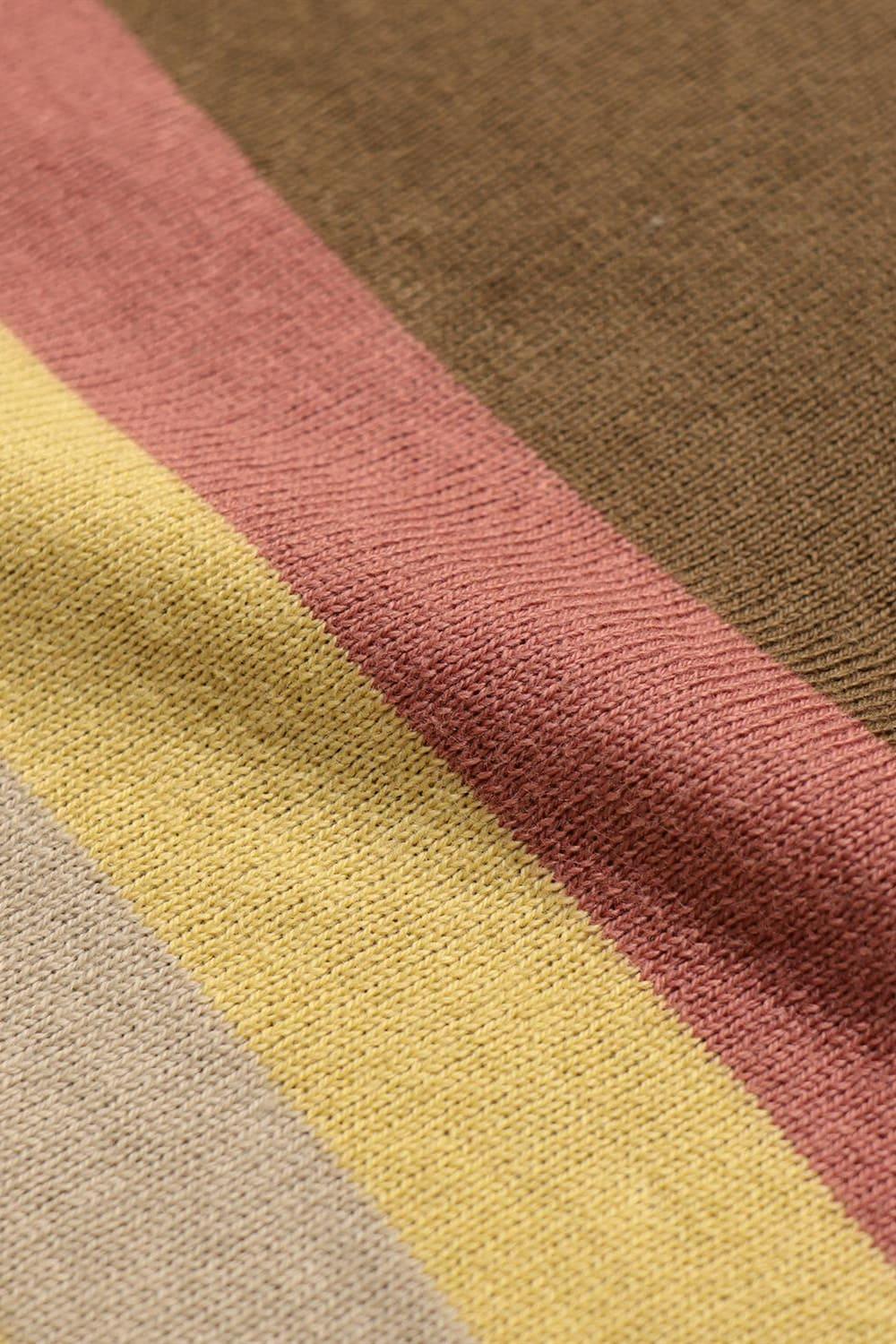 Peraluna-Far Afield Velzy Cardigan Picchi Striped Bisiklet Yaka Kısa Kol %100 Organik Pamuk Çizgili Erkek Triko Hırka-Kazak & Triko-4-Milagron.com