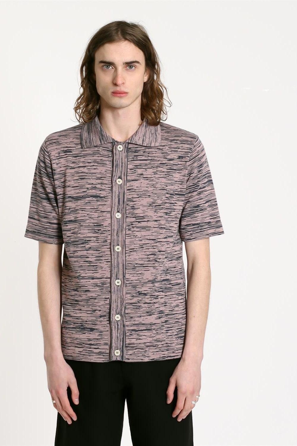 Peraluna-Far Afield Velzy Cardigan Twisted Yarn Bisiklet Yaka Kısa Kol %100 Organik Pamuk Melanj Erkek Triko Hırka-Kazak & Triko-1-Milagron.com