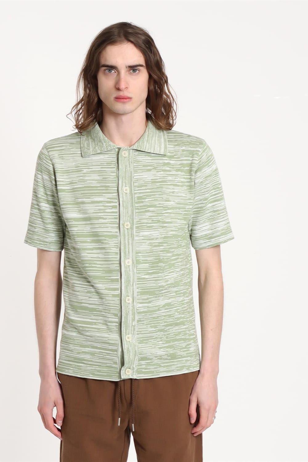 Peraluna-Far Afield Velzy Cardigan Twisted Yarn Bisiklet Yaka Kısa Kol %100 Organik Pamuk Melanj Erkek Triko Hırka-Kazak & Triko-6-Milagron.com