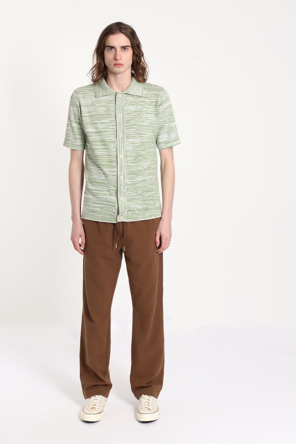 Peraluna-Far Afield Velzy Cardigan Twisted Yarn Bisiklet Yaka Kısa Kol %100 Organik Pamuk Melanj Erkek Triko Hırka-Kazak & Triko-7-Milagron.com