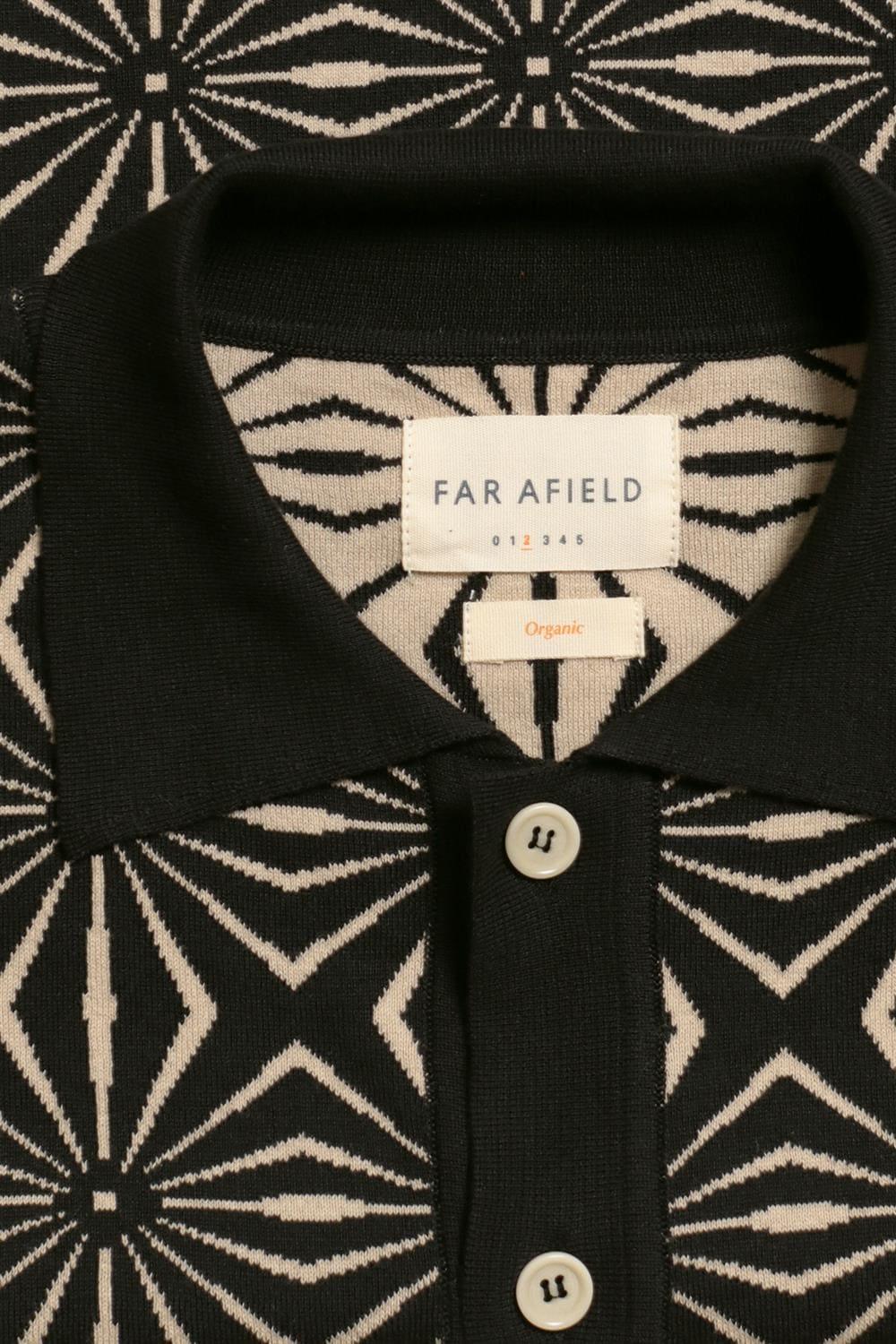 Peraluna-Far Afield Zigger Cardigan Tenteo Pattern Polo Yaka Kısa Kol %100 Organik Pamuk Erkek Triko Hırka-Kazak & Triko-3-Milagron.com