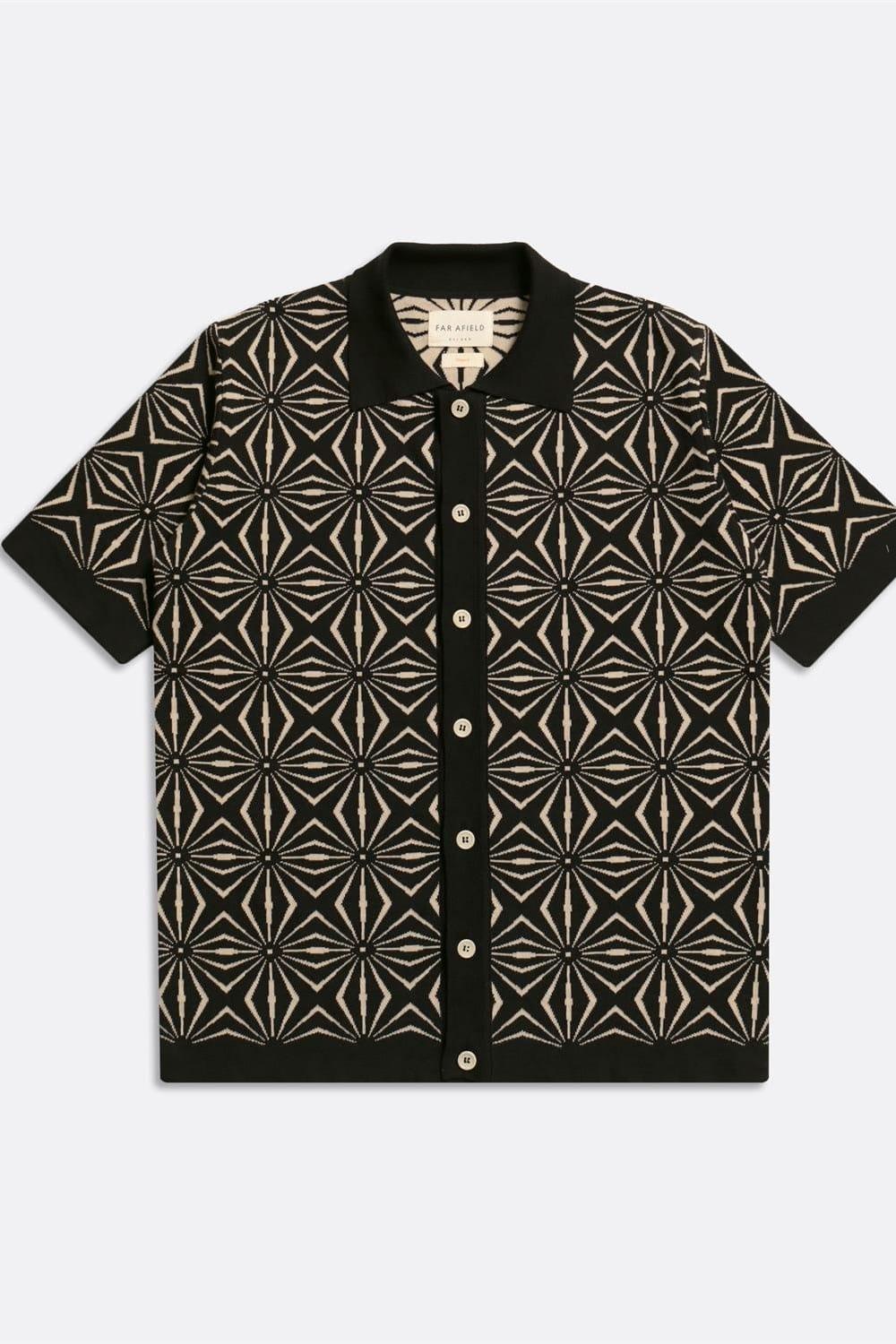 Peraluna-Far Afield Zigger Cardigan Tenteo Pattern Polo Yaka Kısa Kol %100 Organik Pamuk Erkek Triko Hırka-Kazak & Triko-5-Milagron.com