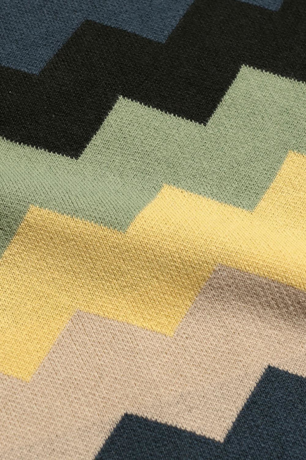 Peraluna-Far Afield Zigger Cardigan Zig Pathern Polo Yaka Kısa Kol %100 Organik Pamuk Erkek Triko Hırka-Kazak & Triko-3-Milagron.com