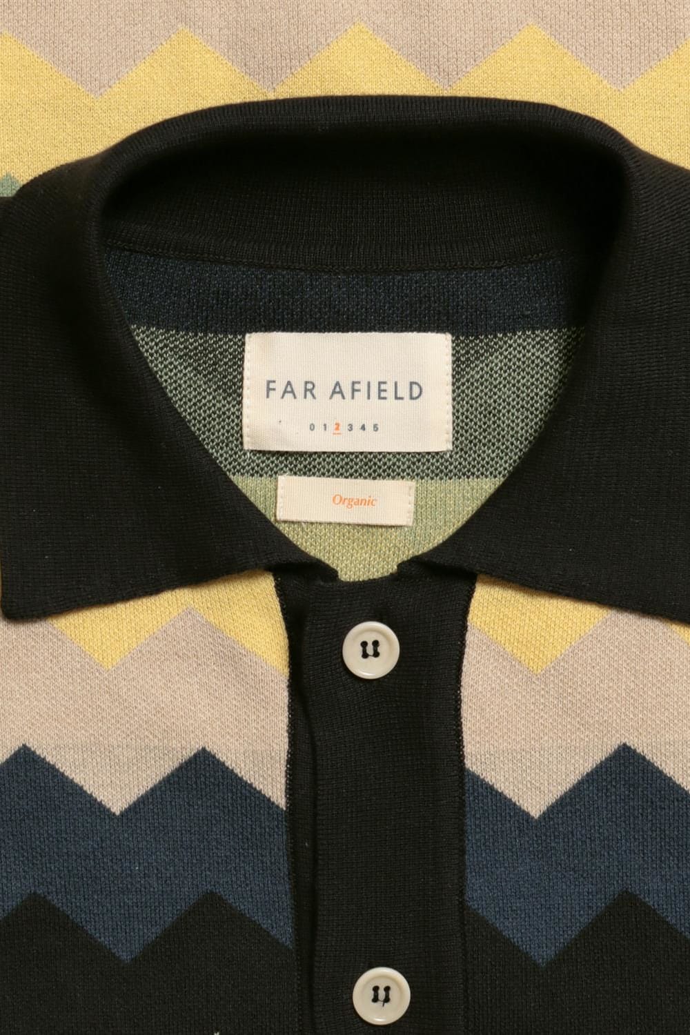 Peraluna-Far Afield Zigger Cardigan Zig Pathern Polo Yaka Kısa Kol %100 Organik Pamuk Erkek Triko Hırka-Kazak & Triko-4-Milagron.com