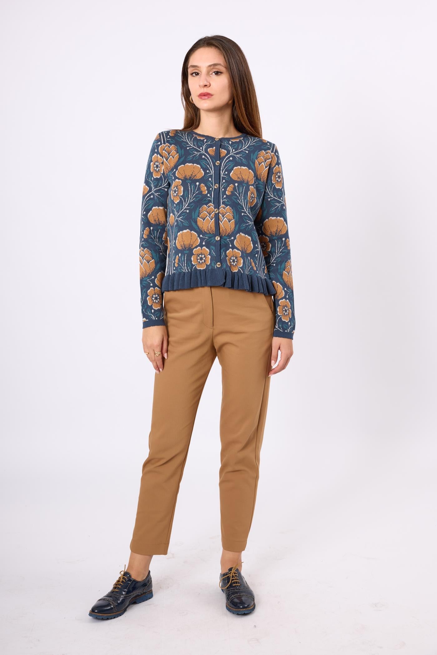 Peraluna-Felicity çiçek Jakarlı Kadın Triko Hırka İndigo Multi-Kazak & Triko-1-Milagron.com