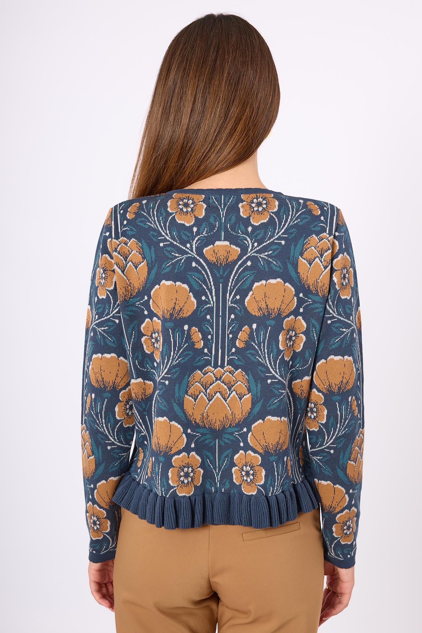 Peraluna-Felicity çiçek Jakarlı Kadın Triko Hırka İndigo Multi-Kazak & Triko-9-Milagron.com