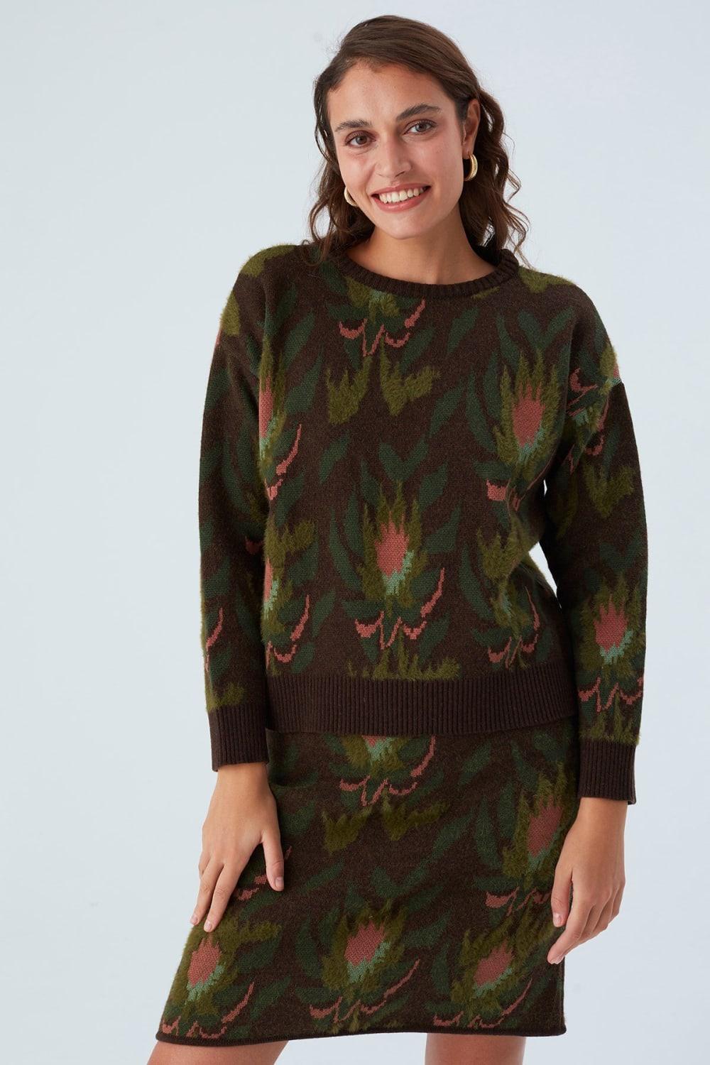 Peraluna-Fiori Pullover Çiçek Desenli Kadın Triko Kazak-Kazak & Triko-1-Milagron.com