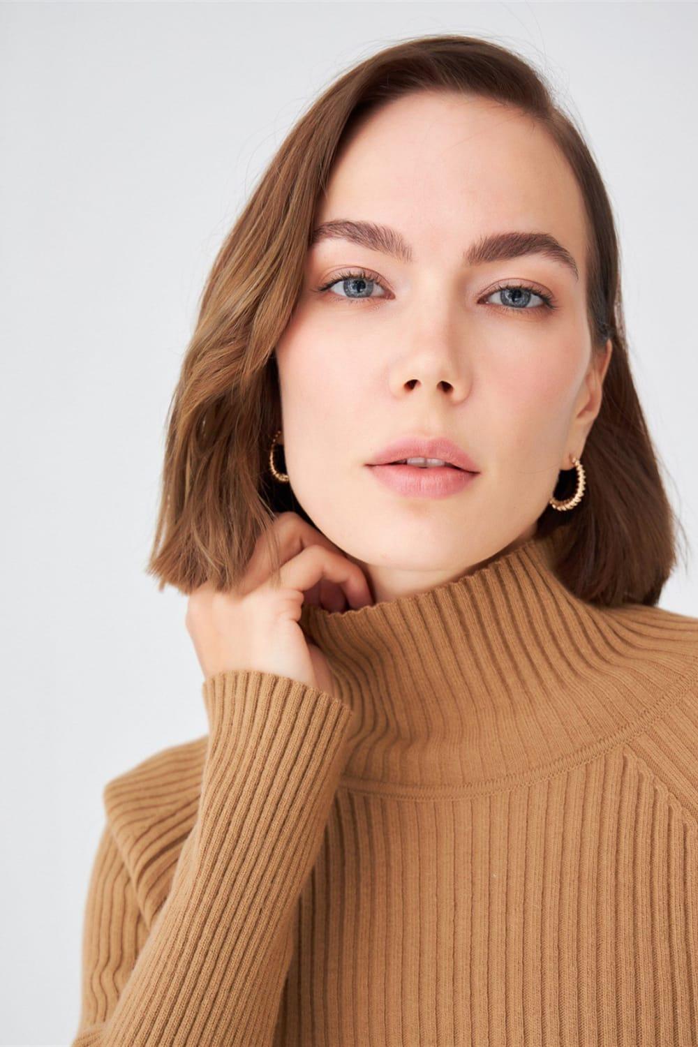 Peraluna-Fit Kalıp Balıkçı Yaka Kaşmir Karışım Kadın Triko Kazak-Kazak & Triko-3-Milagron.com