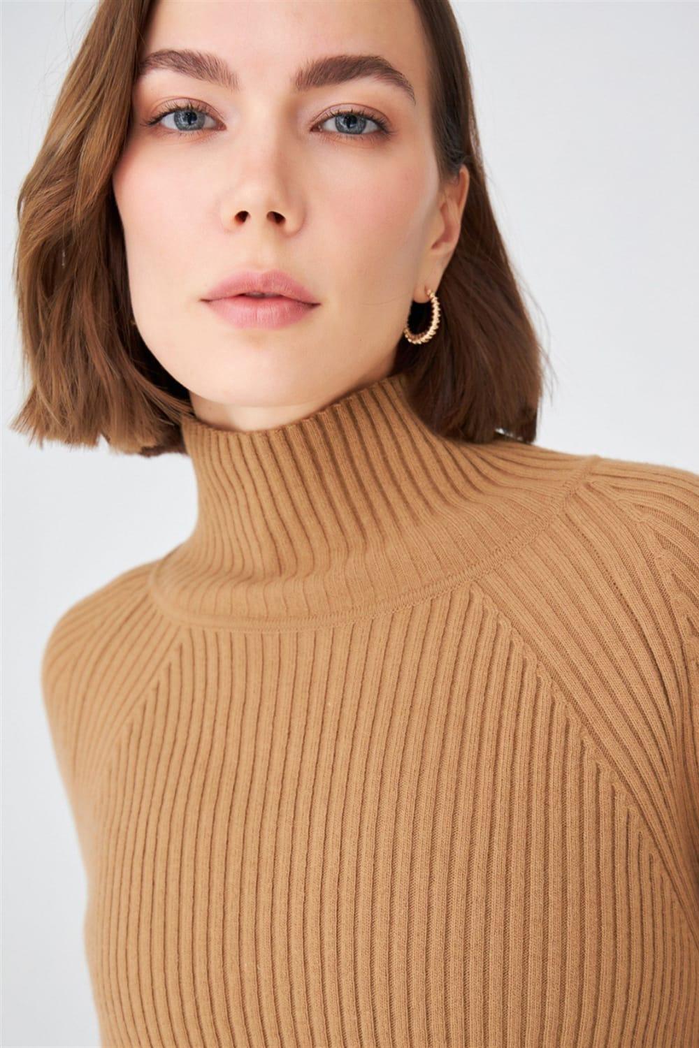 Peraluna-Fit Kalıp Balıkçı Yaka Kaşmir Karışım Kadın Triko Kazak-Kazak & Triko-5-Milagron.com