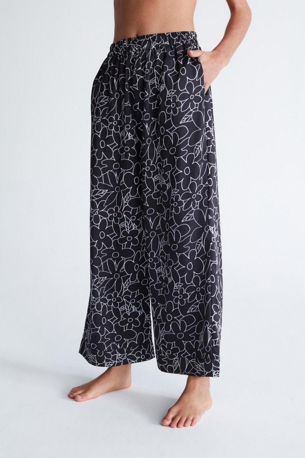 Peraluna-Freesia Pyjamas Çiçek Desen Bel Lastikli Cepli Kadın Alt Pijama-Pijama Takımı-6-Milagron.com