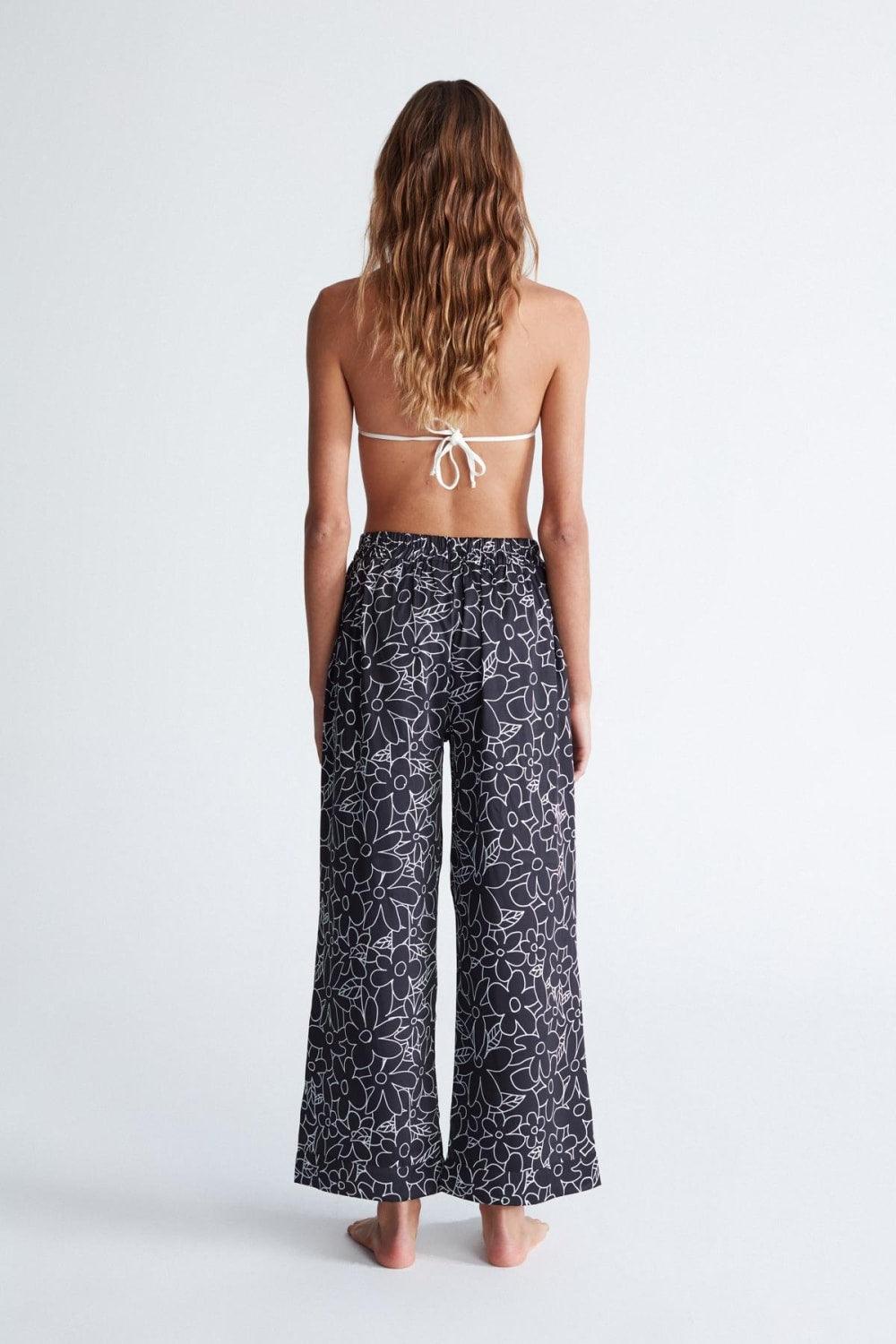 Peraluna-Freesia Pyjamas Çiçek Desen Bel Lastikli Cepli Kadın Alt Pijama-Pijama Takımı-7-Milagron.com