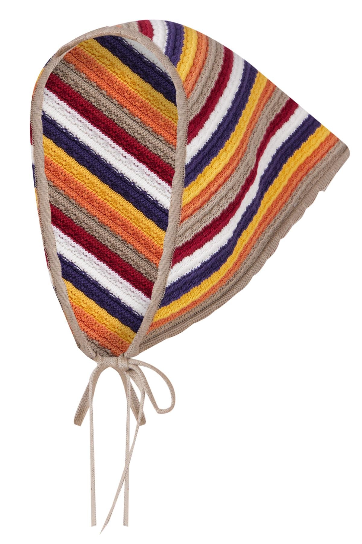 Peraluna-Frida Scarfe Multi Renk Bağcıklı Kadın Triko Eşarp çok Renkli-Eşarp-8-Milagron.com