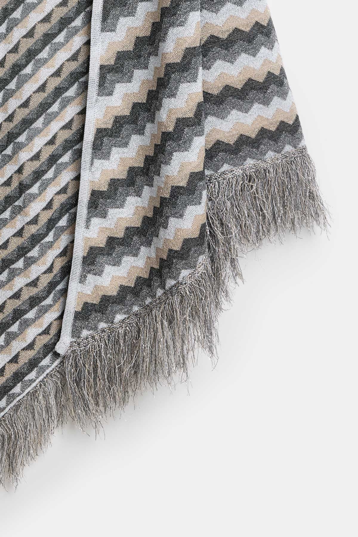Peraluna Frizante Şal, Yazlık Kadın Ince Triko Şal - Gri Multi