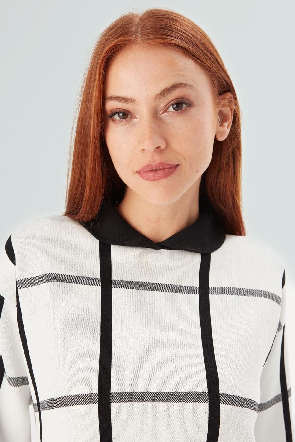 Peraluna-Gemma Blouse Bebe Yaka Geometrik Desenli Kadın Triko Bluz-T-Shirts-3-Milagron.com