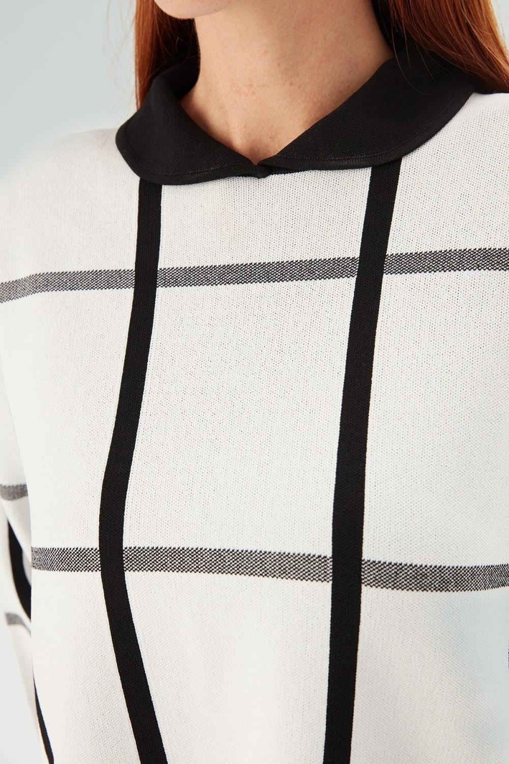 Peraluna-Gemma Blouse Bebe Yaka Geometrik Desenli Kadın Triko Bluz-T-Shirts-5-Milagron.com