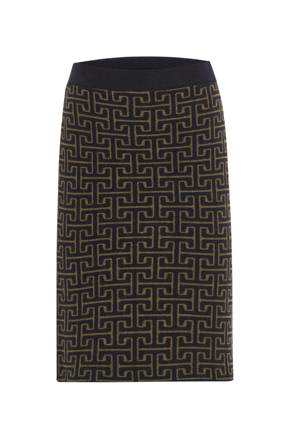 Peraluna-Geometrik Desen Jakarlı Kısa Kadın Triko Etek-Etek-5-Milagron.com