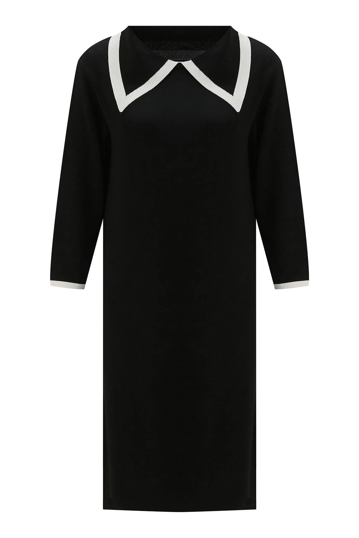 Peraluna Grace Dress Rahat Kesim A Form Rayon Kadın Triko Elbise - Siyah
