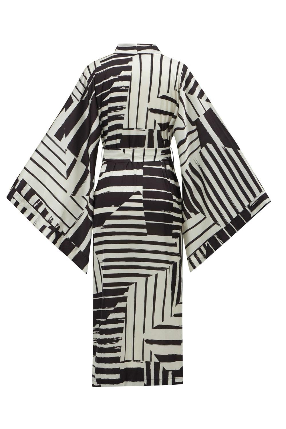 Peraluna-Hanita Geometrik Desenli 120 Cm Saten Yazlık Kadın Kimono-Kimono-10-Milagron.com