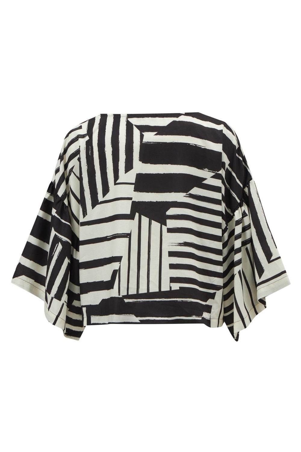 Peraluna-Hanita Geometrik Desenli Bol Kesim Mat Dokulu Yazlık Kadın Bluz-Bluz-9-Milagron.com