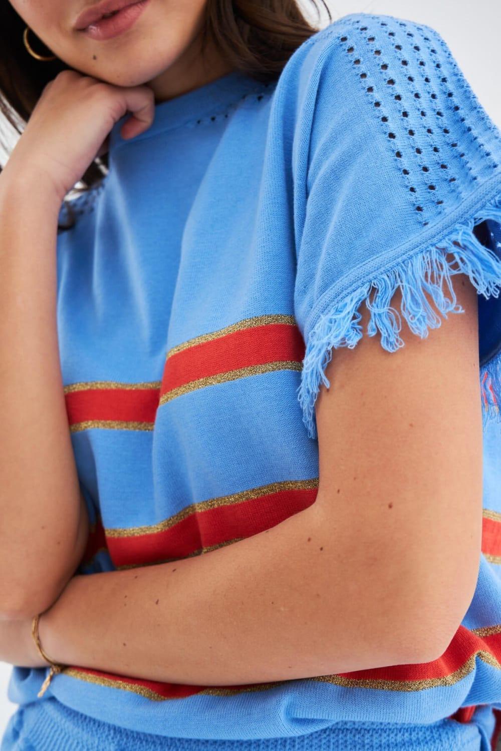 Peraluna-Hannah Blouse & Shorts Pamuklu Yazlık Kadın Triko şort Takım-Şort-6-Milagron.com