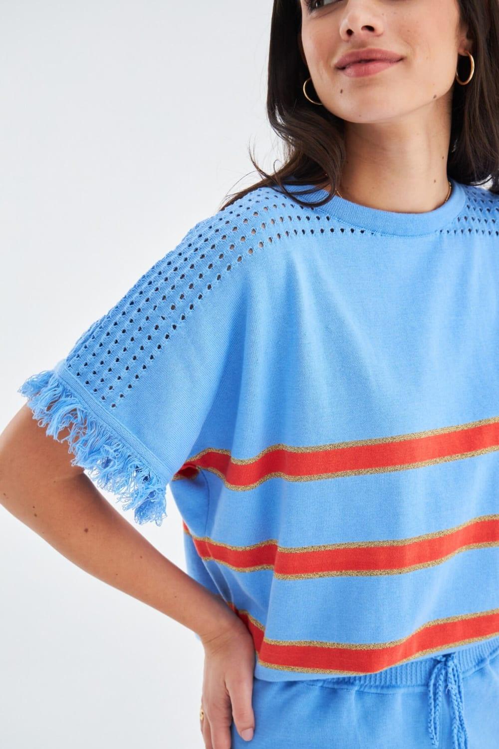 Peraluna-Hannah Blouse & Shorts Pamuklu Yazlık Kadın Triko şort Takım-Şort-7-Milagron.com