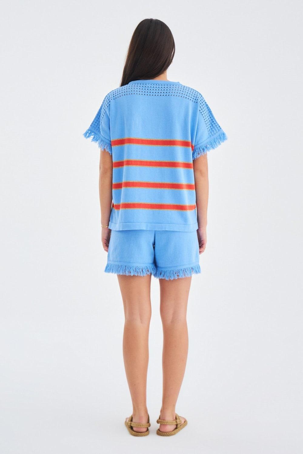 Peraluna-Hannah Blouse & Shorts Pamuklu Yazlık Kadın Triko şort Takım-Şort-9-Milagron.com