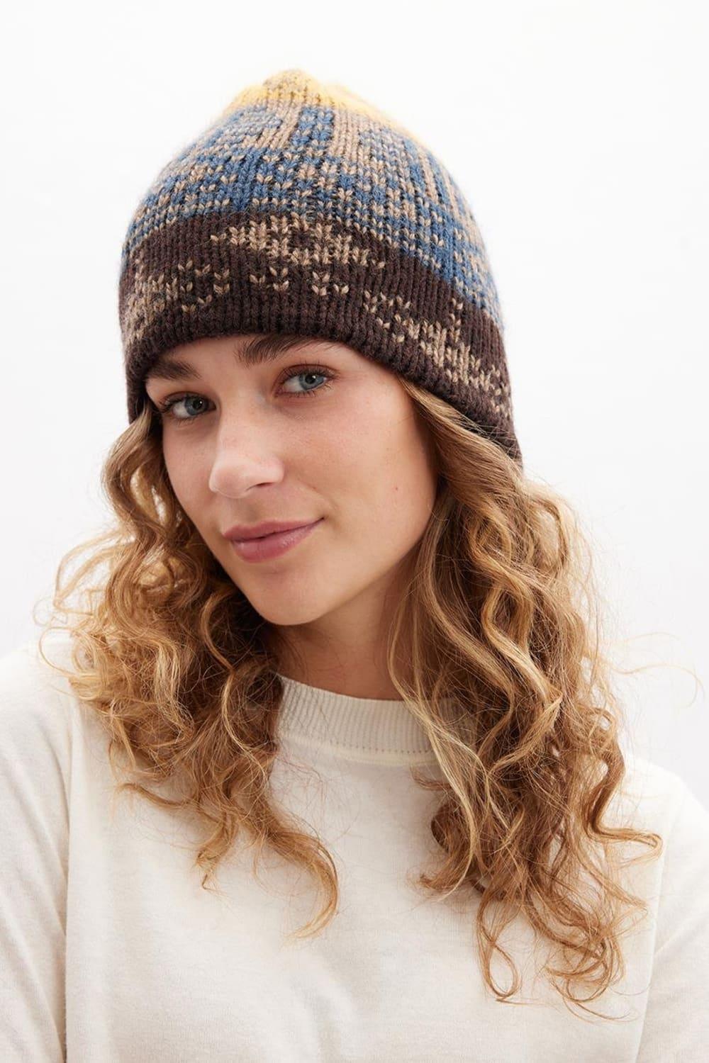 Peraluna-Harmony Beanie Etnik Desen Kadın Triko Bere-Bere-1-Milagron.com