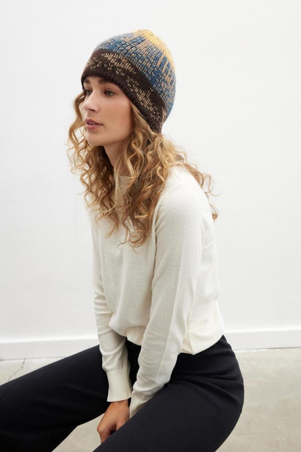 Peraluna-Harmony Beanie Etnik Desen Kadın Triko Bere-Bere-2-Milagron.com