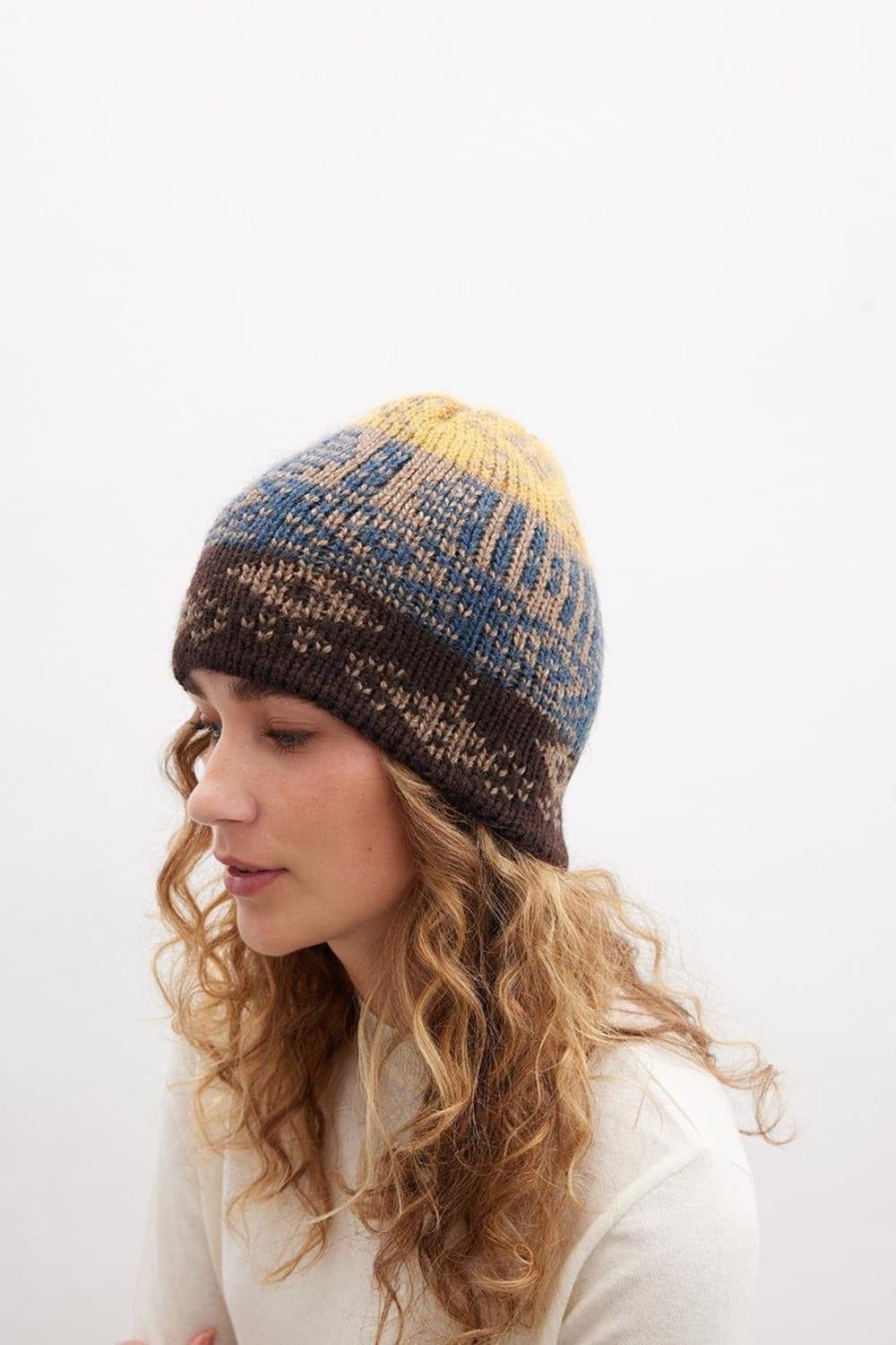 Peraluna-Harmony Beanie Etnik Desen Kadın Triko Bere-Bere-3-Milagron.com