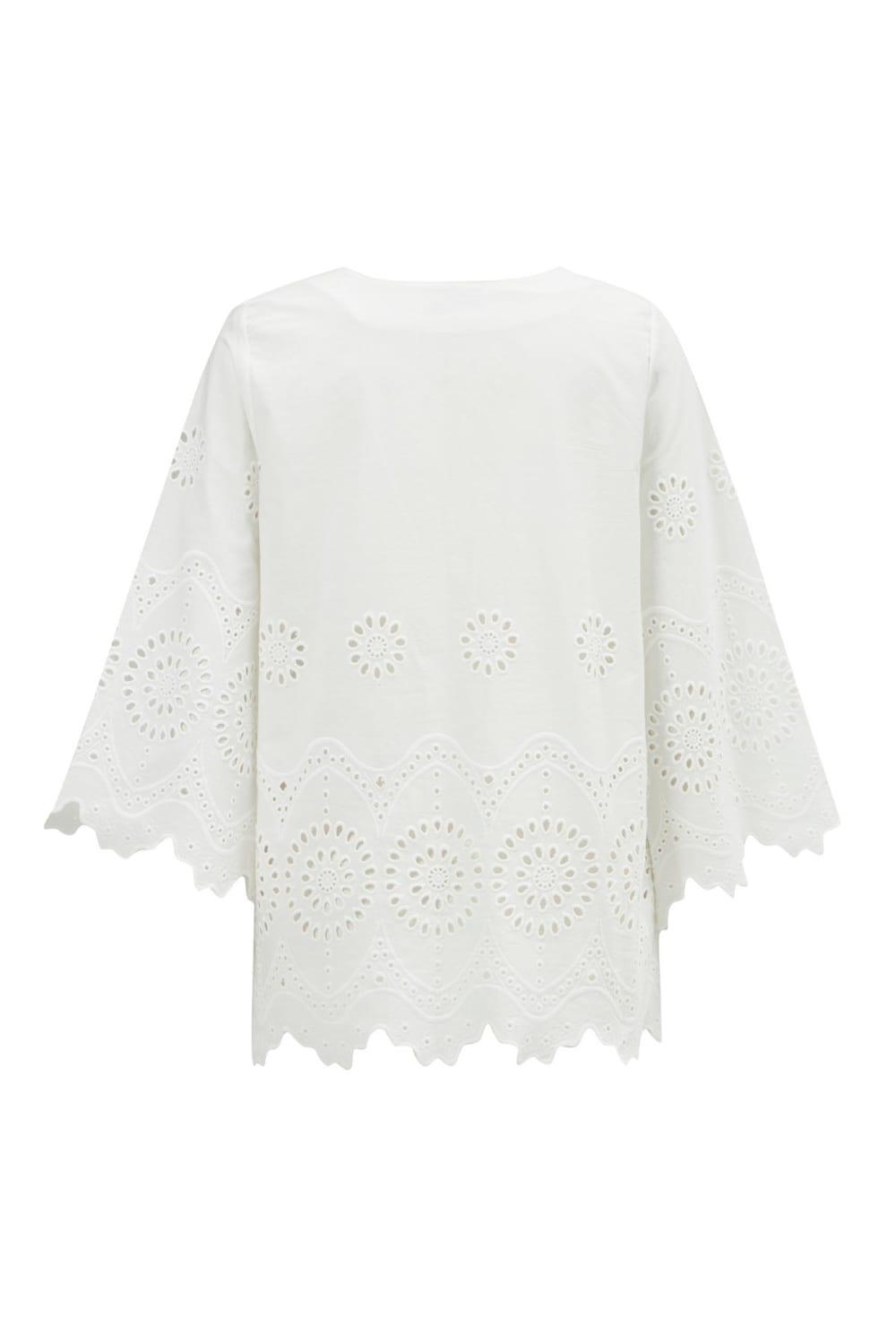 Peraluna-Hi̇romi̇ Blouse %100 Pamuk V Yaka 3/4 Çan Kol Yazlık Kadın Bluz -Bluz-9-Milagron.com