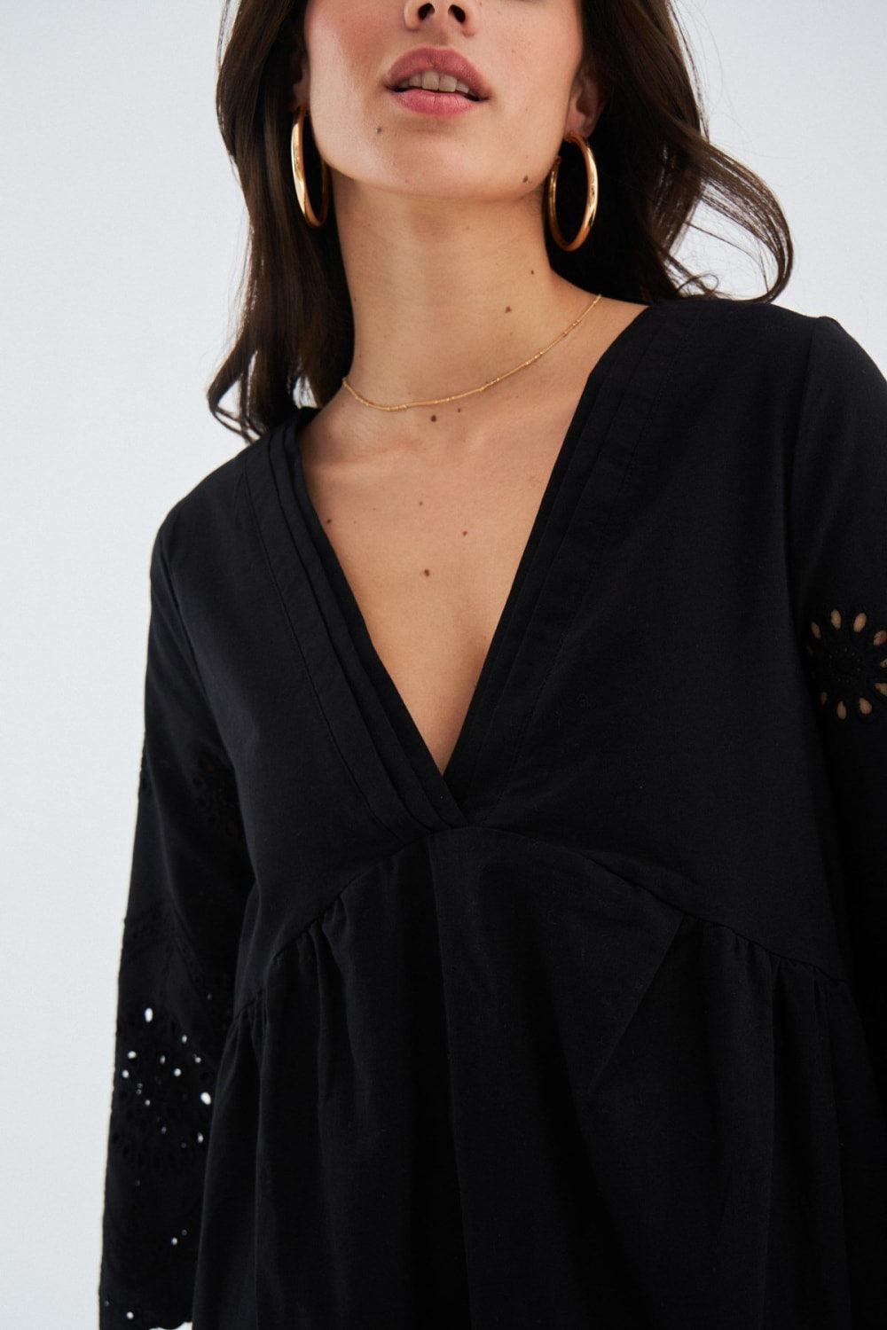 Peraluna-Hi̇romi̇ Dress %100 Pamuk 3/4 Kol Diz Hizası Yazlık Kadın Elbise -Elbise-18-Milagron.com