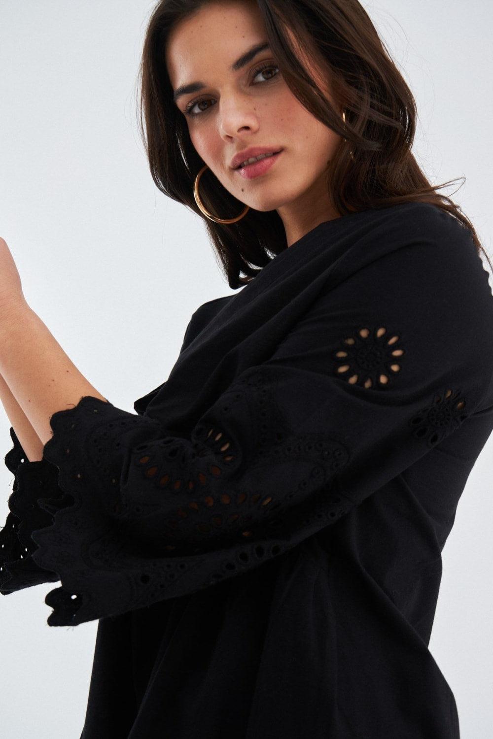 Peraluna-Hi̇romi̇ Dress %100 Pamuk 3/4 Kol Diz Hizası Yazlık Kadın Elbise -Elbise-19-Milagron.com