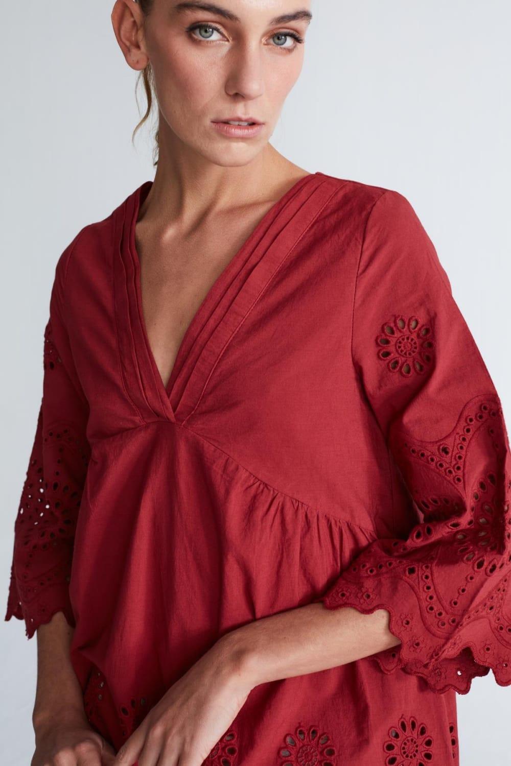 Peraluna-Hi̇romi̇ Dress %100 Pamuk 3/4 Kol Diz Hizası Yazlık Kadın Elbise -Elbise-28-Milagron.com