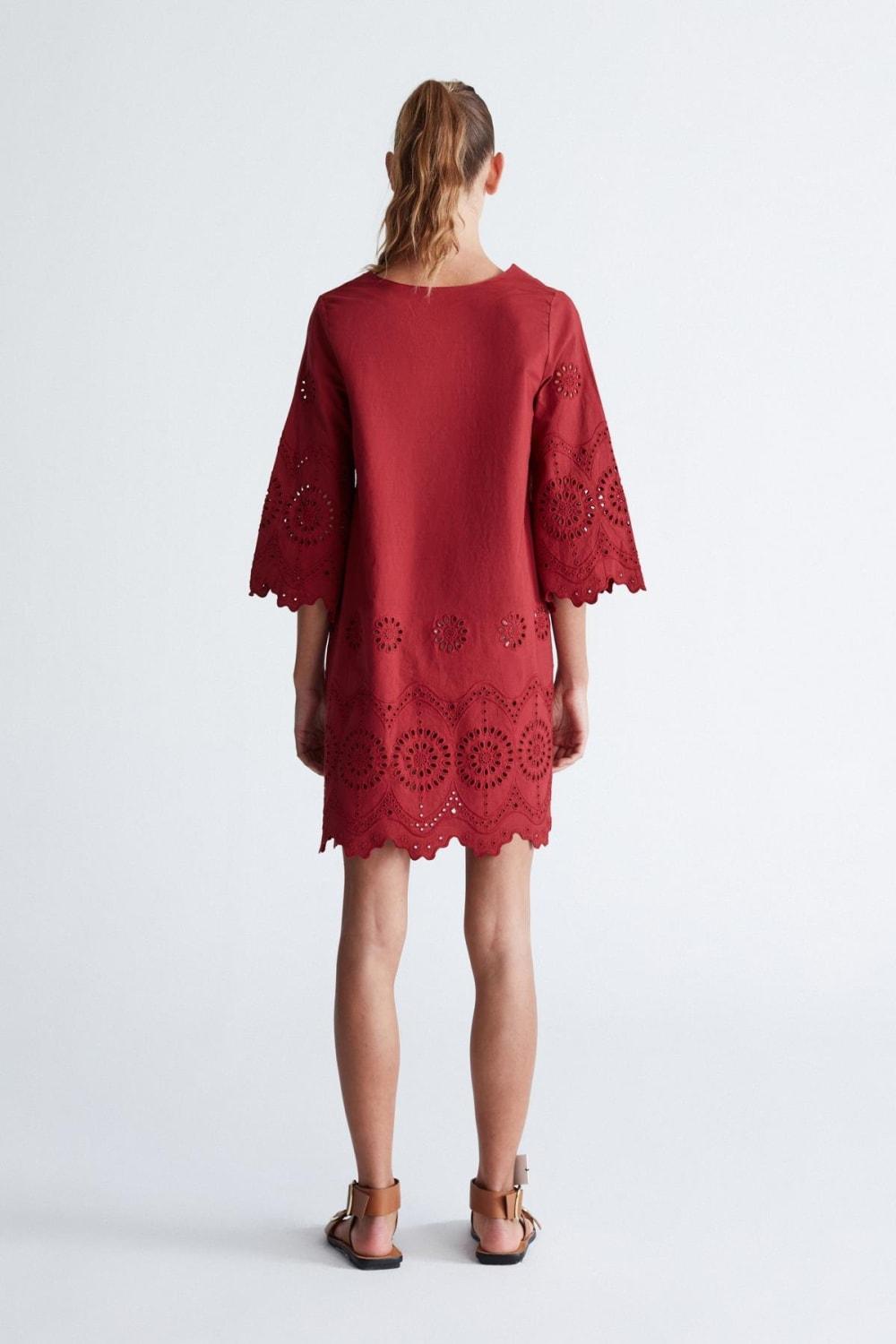 Peraluna-Hi̇romi̇ Dress %100 Pamuk 3/4 Kol Diz Hizası Yazlık Kadın Elbise -Elbise-29-Milagron.com