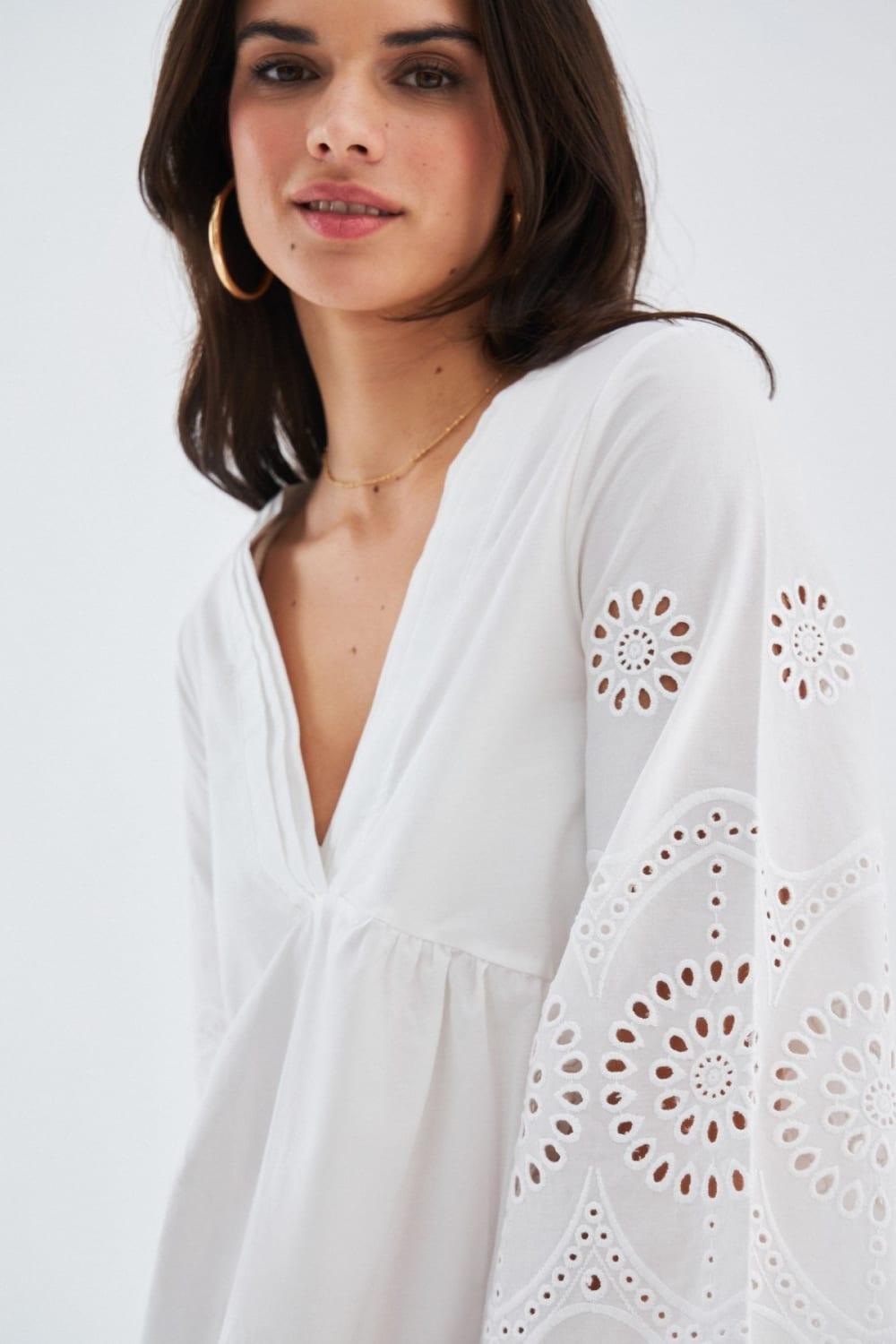 Peraluna-Hi̇romi̇ Dress %100 Pamuk 3/4 Kol Diz Hizası Yazlık Kadın Elbise -Elbise-8-Milagron.com