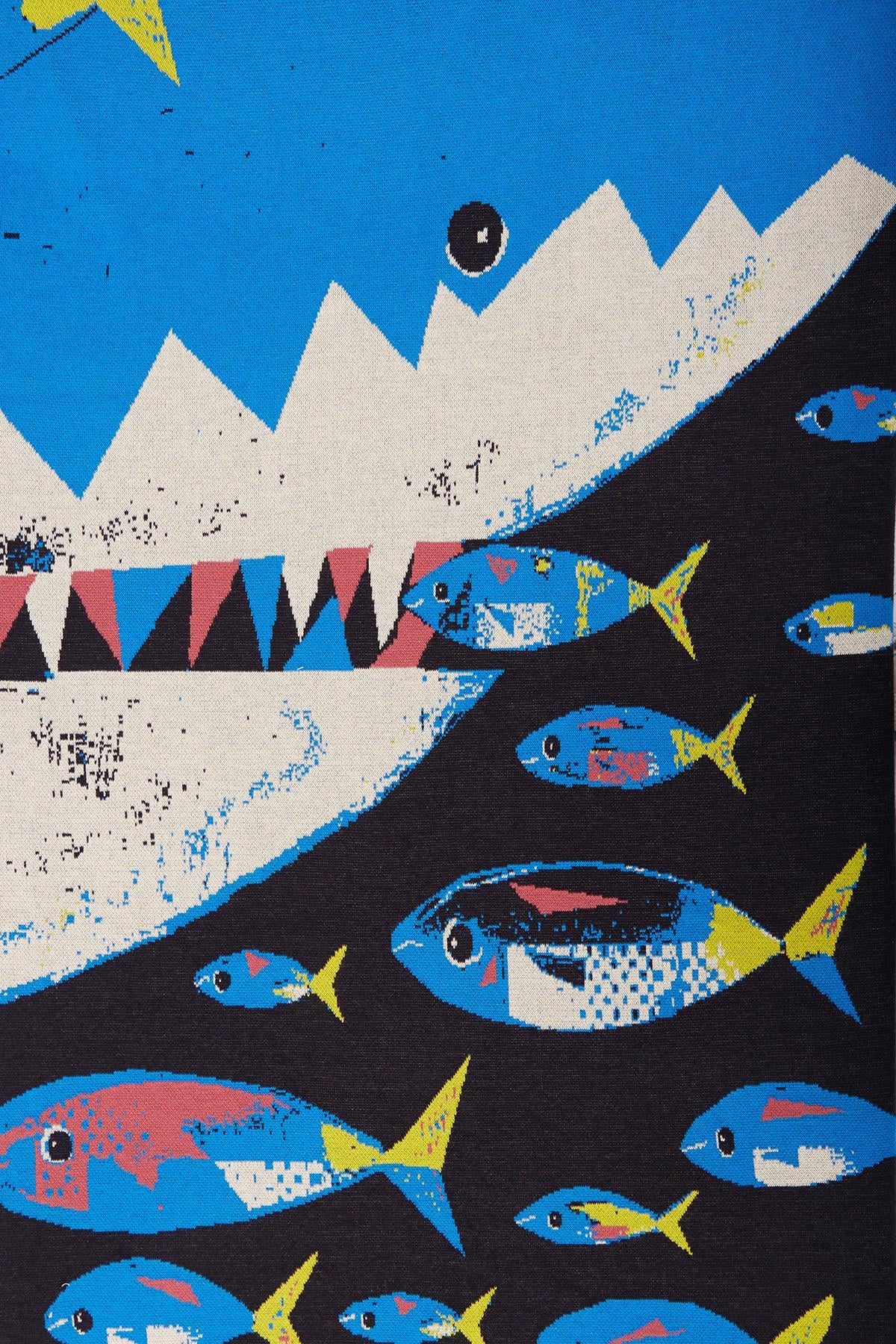 Peraluna Hungry Shark Beach Towel Jakarlı Pamuklu Plaj Örtüsü - Mavi Multi
