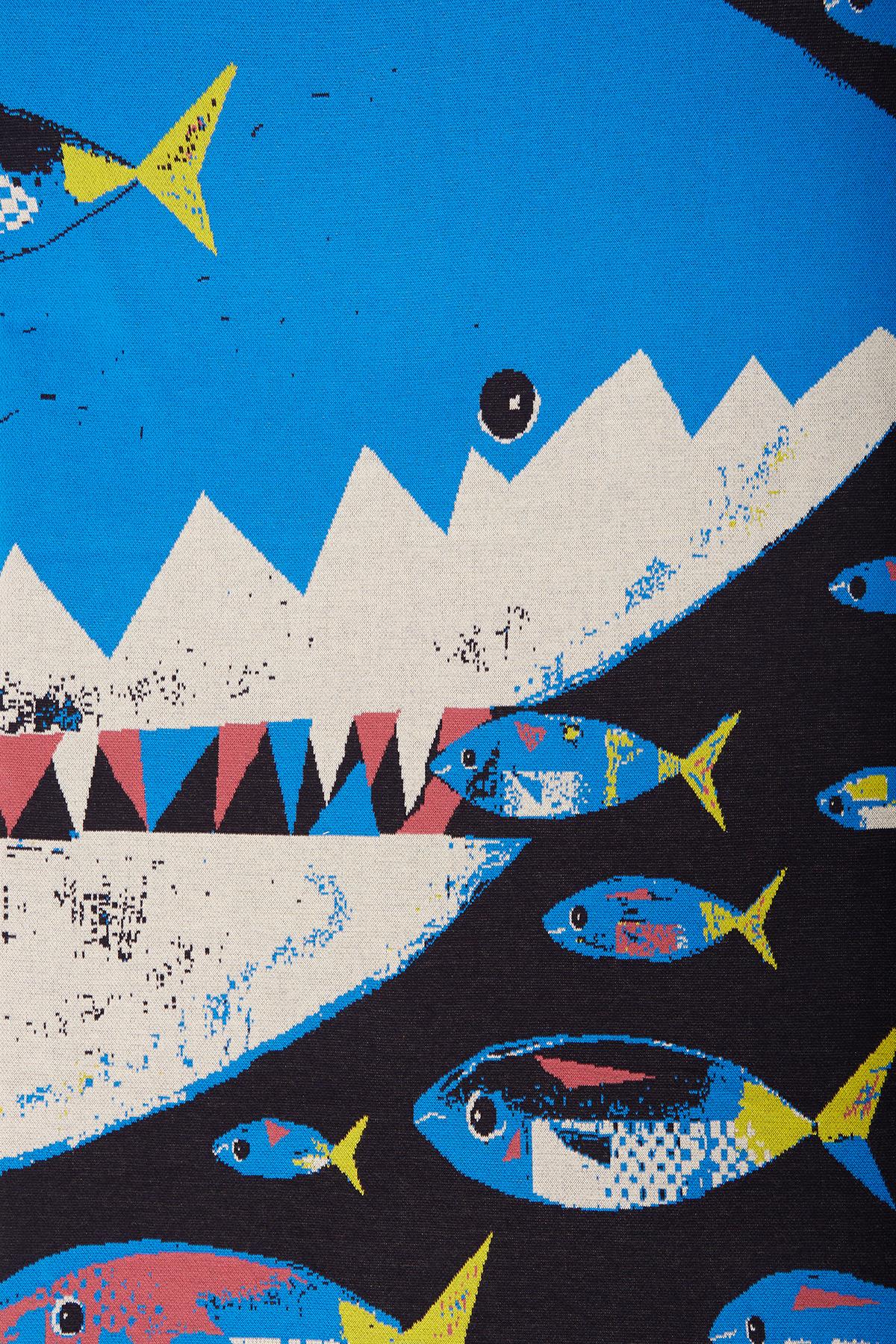 Peraluna Hungry Shark Beach Towel Jakarlı Pamuklu Plaj Örtüsü - Mavi Multi