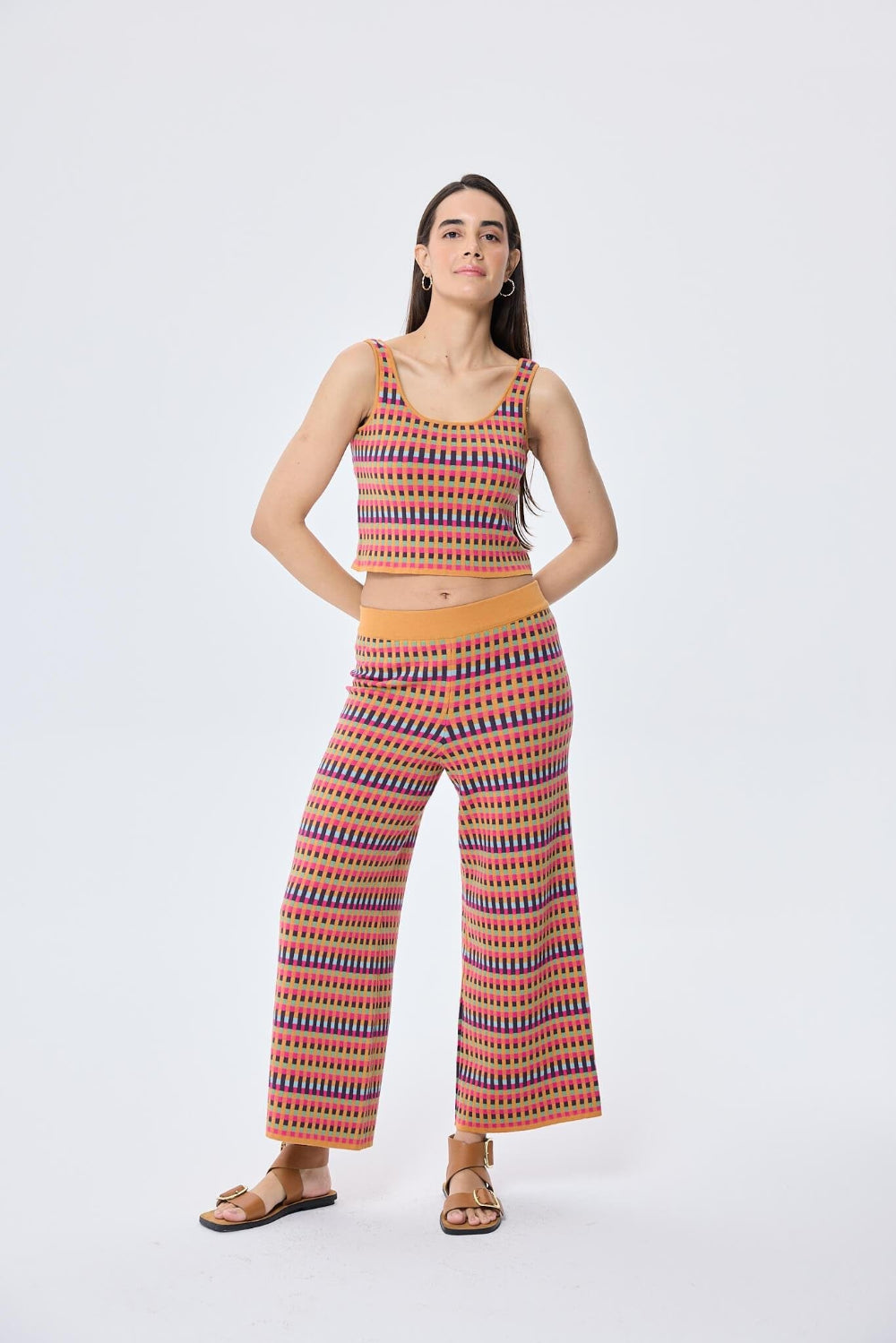 Peraluna-Illusion, Jakarlı Organik Pamuk Kadın Mevsimlik Triko Pantolon Multi̇ / Hardal-Pantolon-1-Milagron.com