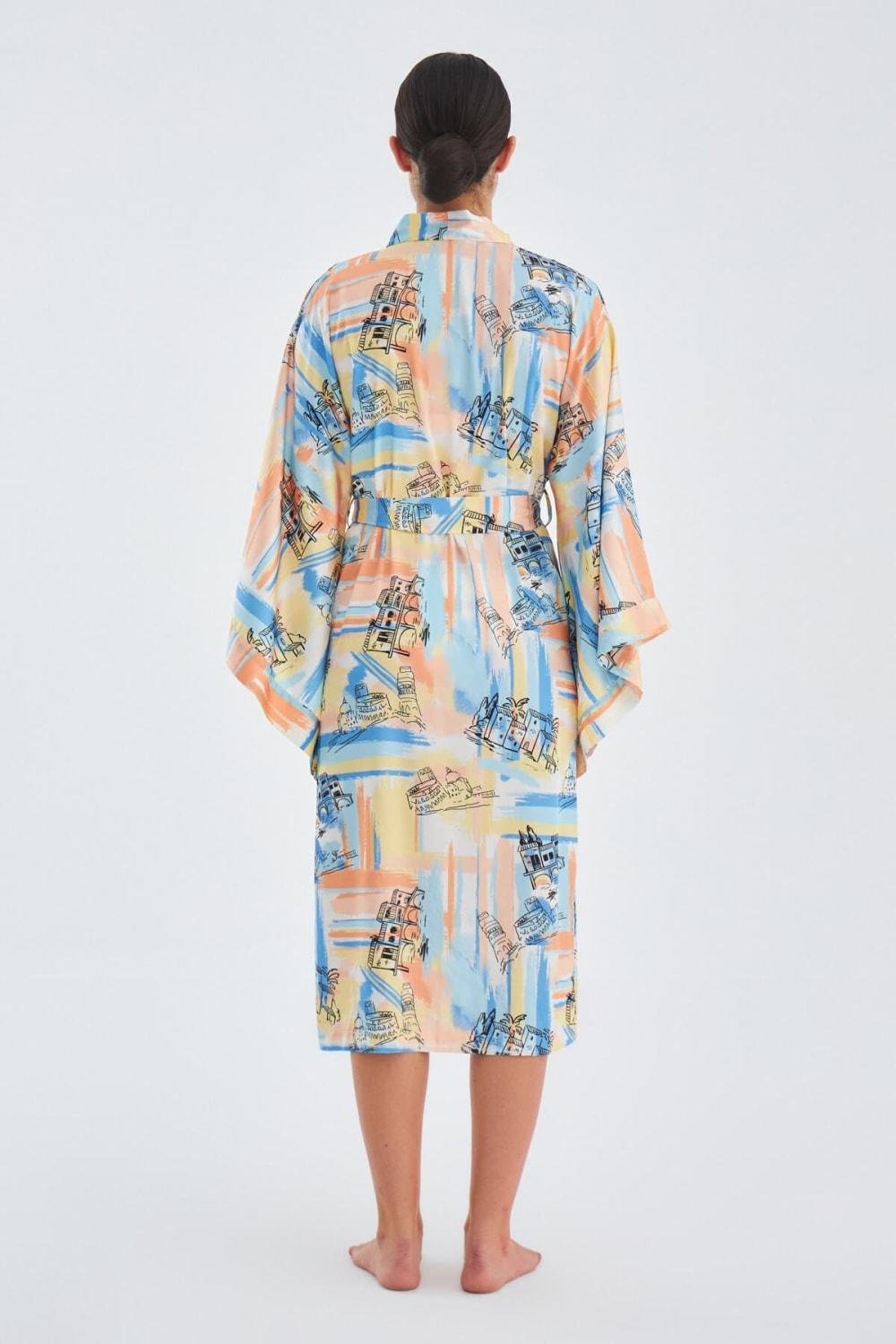 Peraluna-Inaya Desenli 120 Cm Saten Yazlık Kadın Kimono-Kimono-7-Milagron.com