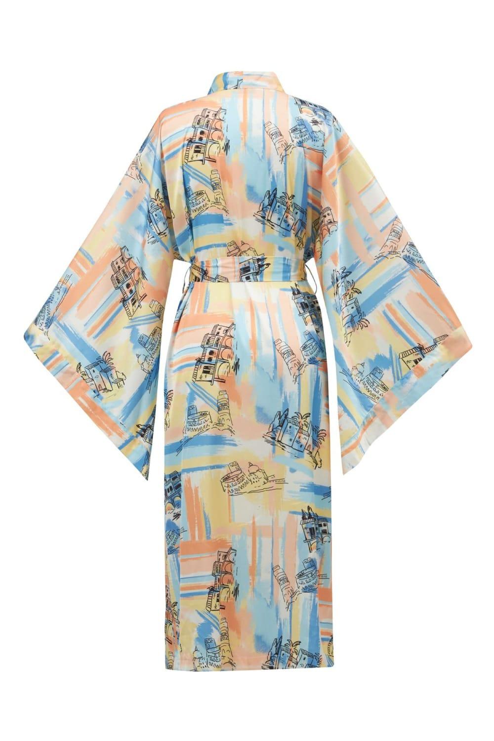 Peraluna-Inaya Desenli 120 Cm Saten Yazlık Kadın Kimono-Kimono-9-Milagron.com