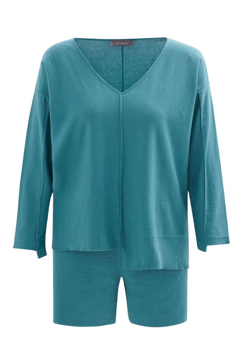 Peraluna-İnce V Yaka Kadın Triko Tunik-T-Shirts-19-Milagron.com